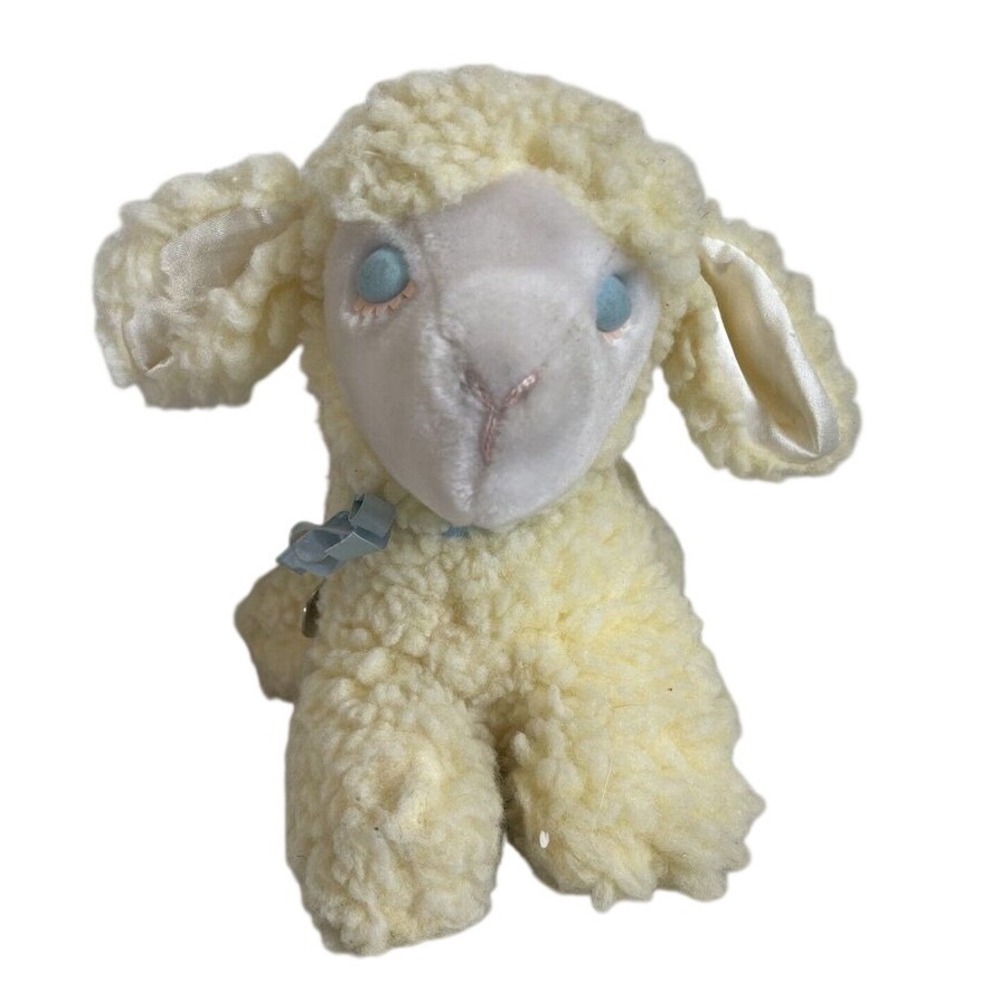 Vintage Eden Sheep Lamb Plush‎ Musical Wind Up Mary Had a Little Lamb Blue WORKS